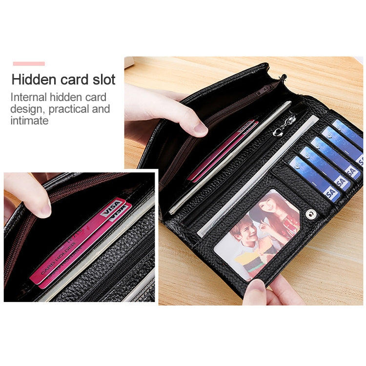 3591C Multi-function Litchi Texture Leather Wallet Large-capacity Purse(Pink) by bashfashion