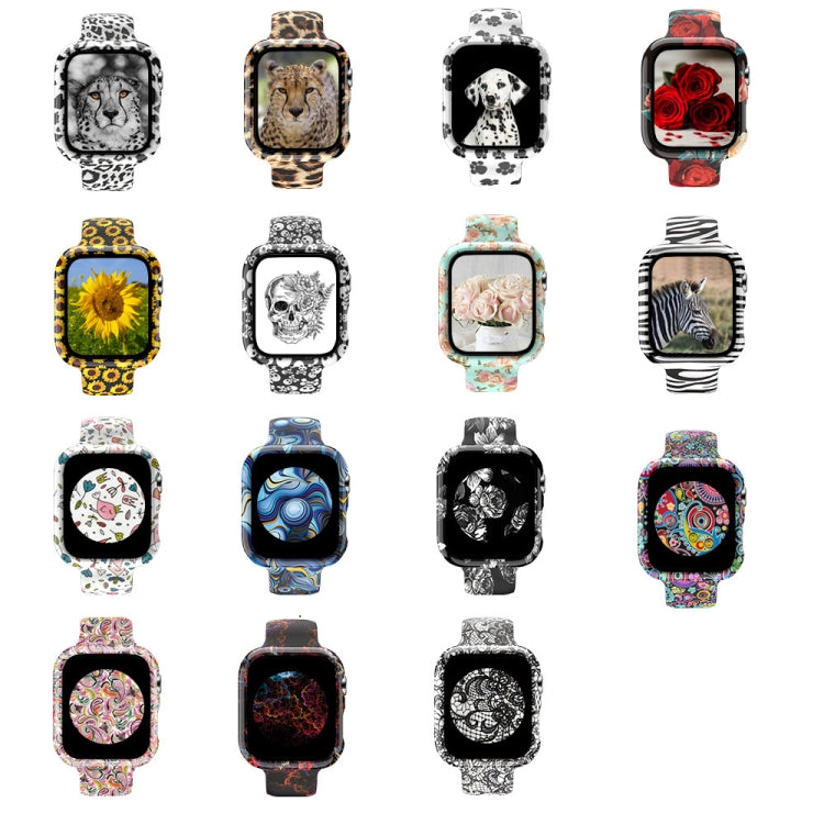 Silicone Printing Integrated Watch Case Watch Band For Apple Watch Series 3 & 2 & 1 42mm(White-haired Leopard) by bashfashion