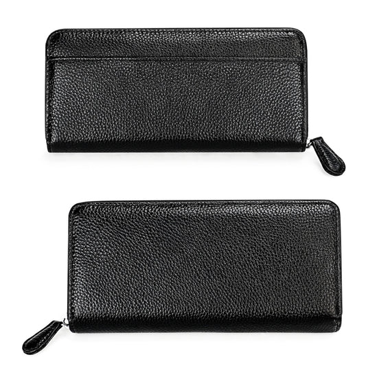 RFID Lychee Texture Fashion Organ Clutch Ladies Zipper Long Change Bag(Black) by bashfashion