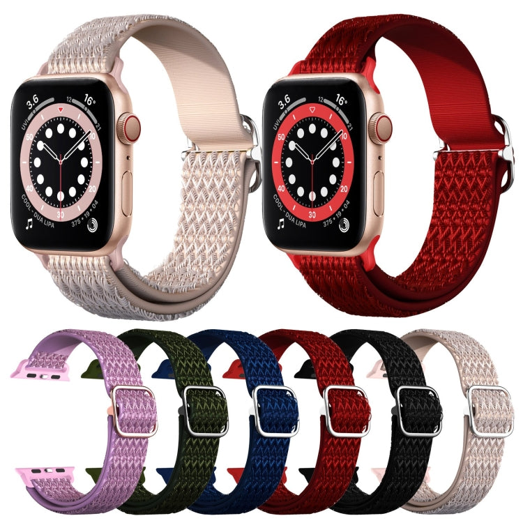 Adjustable Rhombic Texture Elastic Watch Band For Apple Watch Series 9&8&7 41mm / SE 3&SE 2&6&SE&5&4 40mm / 3&2&1 38mm(Purple) by bashfashion