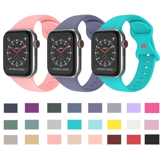 Butterfly Buckle Silicone Watch Band, Size: S For Apple Watch Series 9&8&7 41mm / SE 3&SE 2&6&SE&5&4 40mm / 3&2&1 38mm(Sapphire Blue) by bashfashion