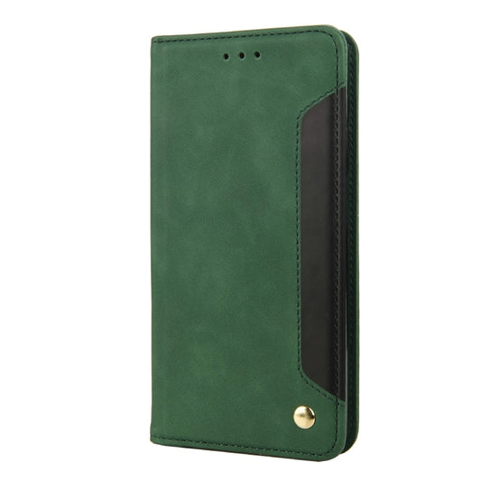 For Motorola Moto E32 Skin Feel Splicing Leather Phone Case(Green) by bashfashion