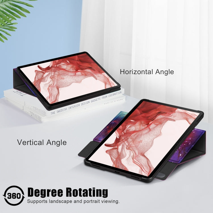 For Samsung Galaxy Tab S9 360 Rotation Stand Painted Smart Leather Tablet Case(Milky Way) by bashfashion