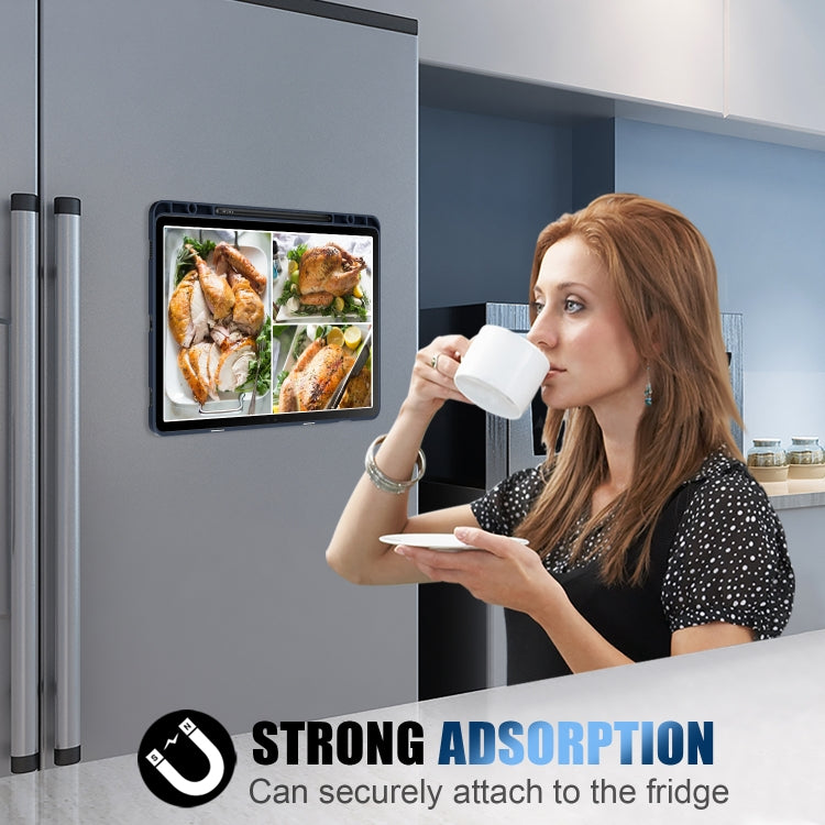 For Samsung Galaxy Tab S9+ Cloth Texture Multi-folding Horizontal Flip Leather Tablet Case(Dark Blue) by bashfashion