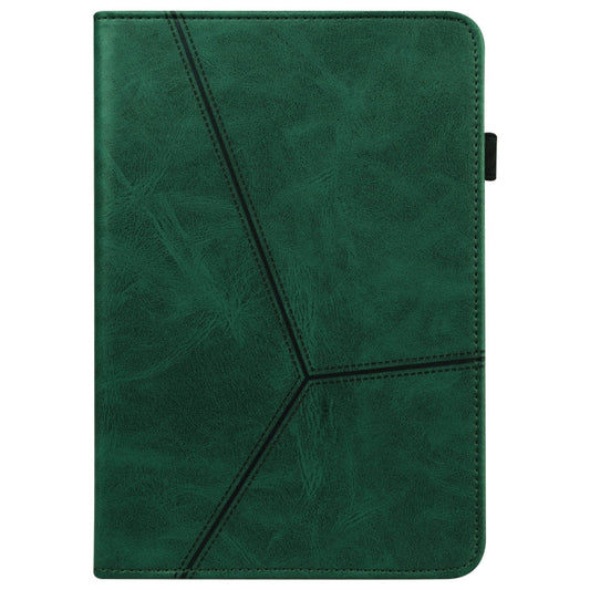 For Samsung Galaxy Tab A9 Solid Color Stripe Embossed Leather Tablet Case(Green) by bashfashion