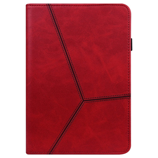 For Samsung Galaxy Tab A9 Solid Color Stripe Embossed Leather Tablet Case(Red) by bashfashion