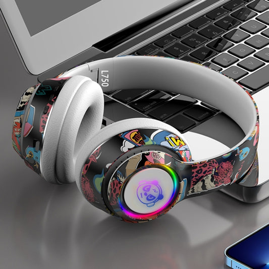 L750 3 in 1 RGB Graffiti Pattern Wireless Gaming Noise Reduction Headset(White) by bashfashion