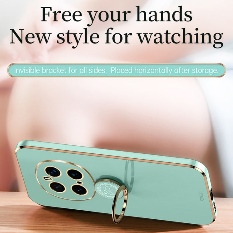 For Honor Magic7 Pro XINLI Straight 6D Plating Gold Edge TPU Shockproof Case with Ring Holder(Mint Green) by XINLI