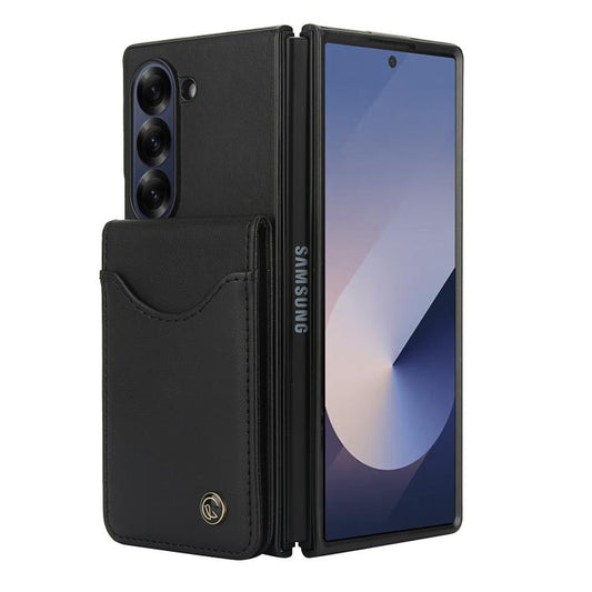 For Samsung Galaxy Z Fold6 AwQuer RFID Vertical Flip Card Bag Holder Leather Phone Case(Black) by Awquer