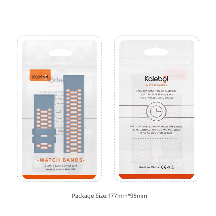 For Garmin Fenix 7 22mm Kalebol Three Rows Hole Two Color Silicone Watch Band(Dark Grey Orange) by Kalebol