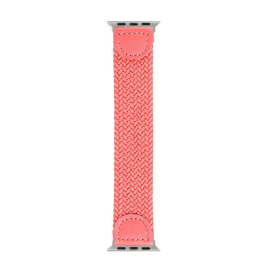 Nylon + Leather Braided Watch Band For Apple Watch Series 9&8&7 41mm / SE 3&SE 2&6&SE&5&4 40mm / 3&2&1 38mm, Size:S(Rose Red) by bashfashion