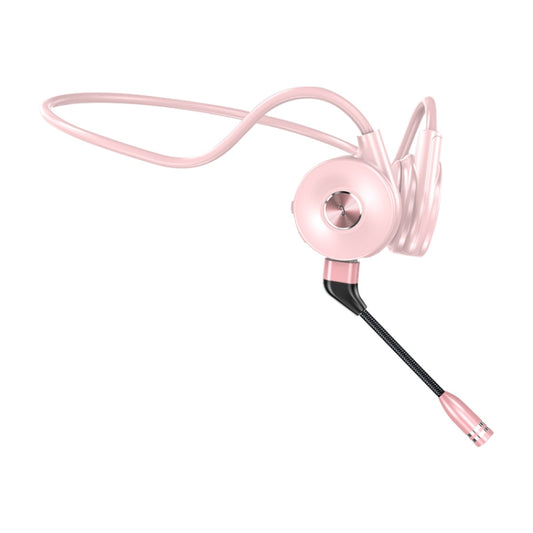 M-1 Back-mounted Touch Noise Reduction Bone Conduction Bluetooth Earphone with Detachable Microphone (Pink) by bashfashion
