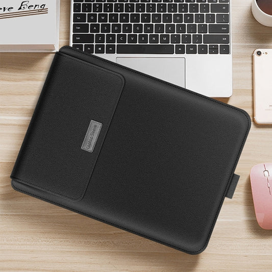 4 in 1 Universal Waterproof PU Leather Laptop Liner Bag with Handle & Stand & Pen Holder + 2 Winders + Mouse Bag + Charger Bag Set for 17 inch Laptops(Black) by bashfashion