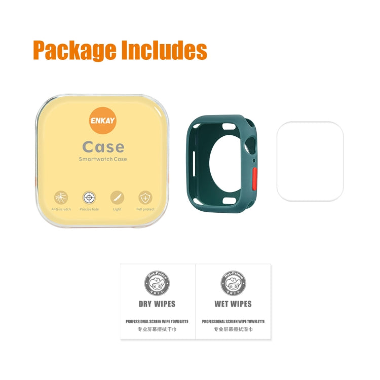 ENKAY TPU Case + Full Coverage PET Screen Protector For Apple Watch Series 9 / 8 / 7 45mm(White) by ENKAY