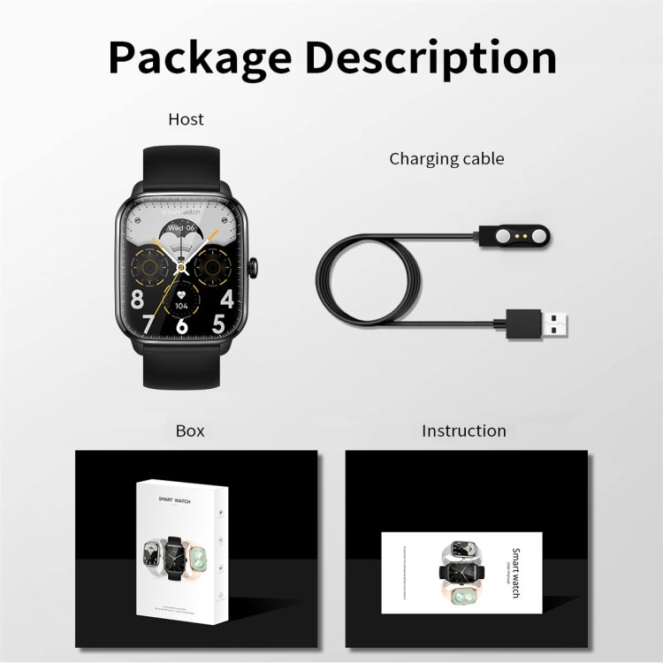 KT65 1.9 inch Color Screen Smart Watch,Support Heart Rate Monitoring/Blood Pressure Monitoring(Black) by bashfashion