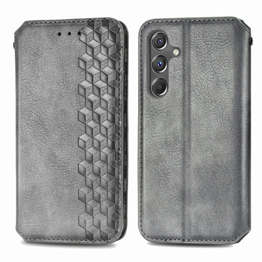 For Samsung Galaxy A15 Cubic Grid Pressed Magnetic Leather Phone Case(Grey) by bashfashion
