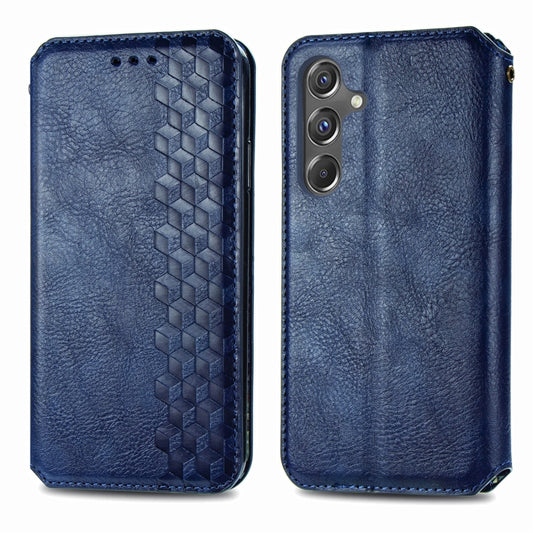 For Samsung Galaxy A15 Cubic Grid Pressed Magnetic Leather Phone Case(Blue) by bashfashion