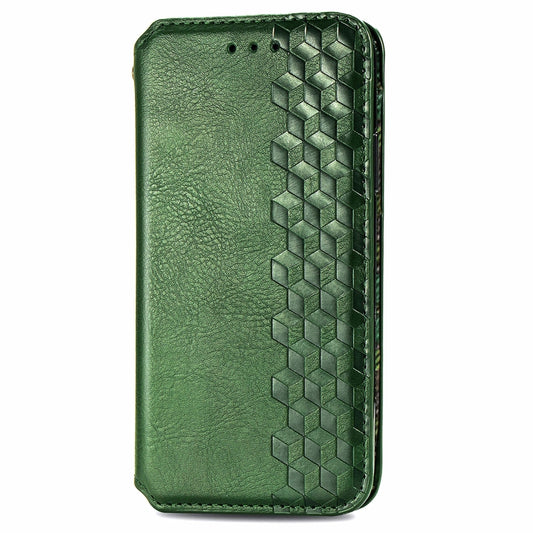For Samsung Galaxy M15 Cubic Grid Pressed Magnetic Leather Phone Case(Green) by bashfashion