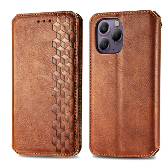 For Blackview A96 Cubic Grid Pressed Magnetic Leather Phone Case(Brown) by bashfashion