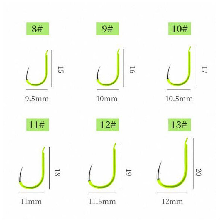 5 in 1 Stranded Double Hook Anti-winding Silver Carp Fishing Group Spring Fishing Hook, Specification:13(Fluorescent Hook) by bashfashion