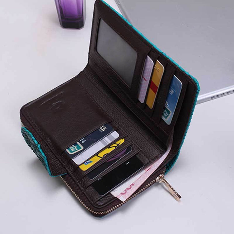 Ladies Python Texture Leather Clutch Embossed Zipper Wallet(Creamy White) by bashfashion