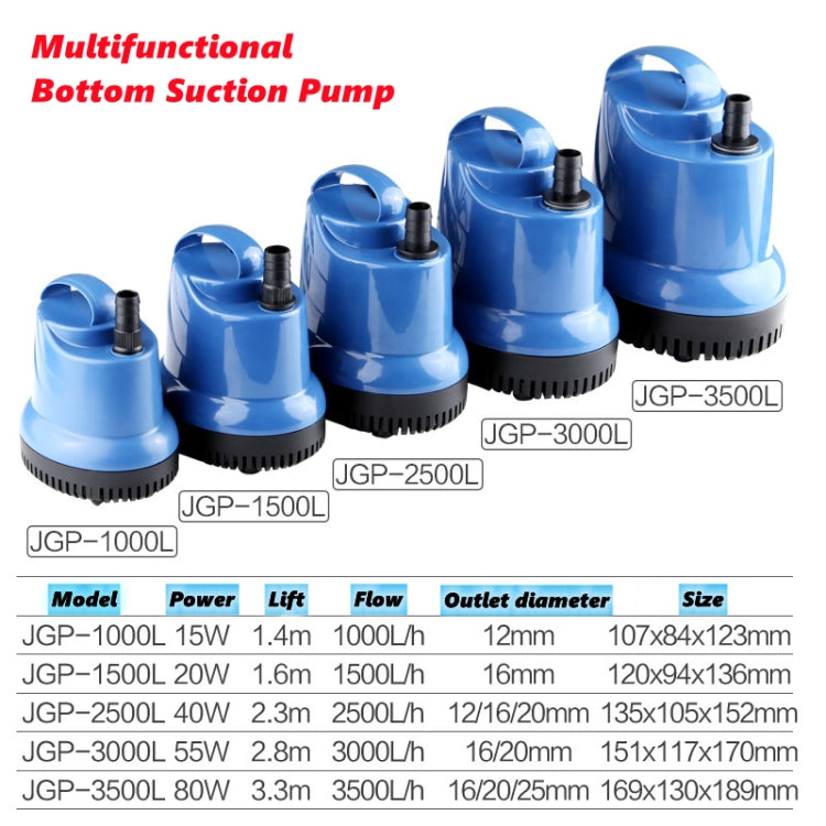 SUNSUN Fish Tank JGP Bottom Suction Water Filter Pump, CN Plug, Specification: 2500L 40W+12mmx2m Water Pipe by bashfashion