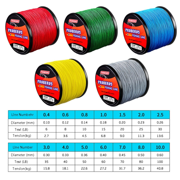 PROBEROS 4 Edited 300M Fish Line, Line number: 1.0 / 15LB(Yellow) by PROBEROS