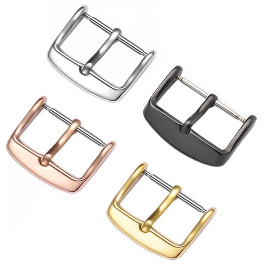 5pcs IP Plated Stainless Steel Pin Buckle Watch Accessories, Color: Gold 14mm by bashfashion