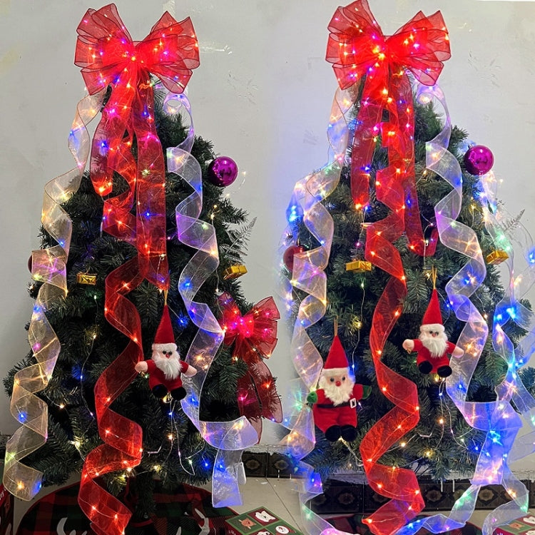 Christmas Ornament Double Light Board Yarn Ribbon String Lights, Specification: 1m(Gold Warm Light) by bashfashion