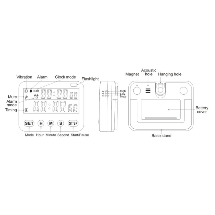 YS-218 Digital Timer 99-Hour Positive Countdown Reminder, Style: With Vibration by bashfashion