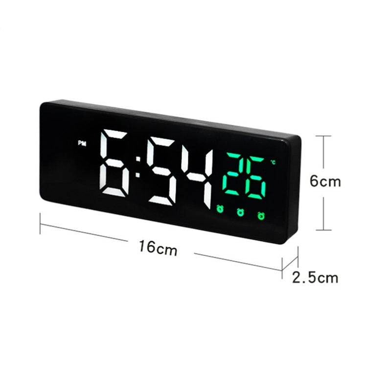 0715 Voice-activated LED Mute Date Temperature Display Electronic Clock(Black Shell Green Light) by bashfashion