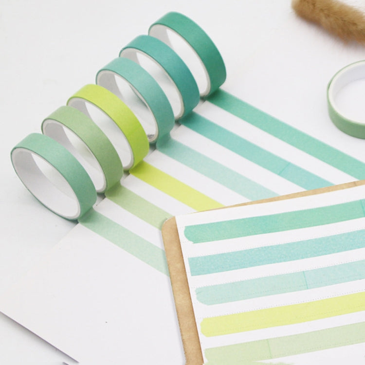 5 Sets 6pcs x 2m Student Hand Account Tape Rainbow Washi Tape(Gradient Green) by bashfashion