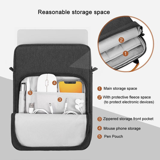 Vertical Laptop Bag Handheld Shoulder Crossbody Bag, Size: 13 Inch(Light Gray) by bashfashion