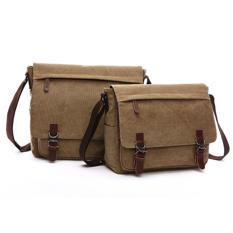 Versatile Canvas Shoulder Messenger Bag Business Computer Bag, Color: Green Large by bashfashion