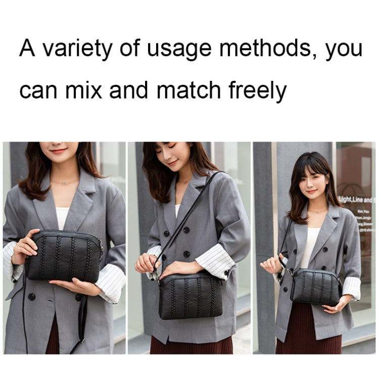 XY1101 Multifunctional Double Layer Ladies Woven Handbag Phone Single-shoulder Bag(Cable) by bashfashion