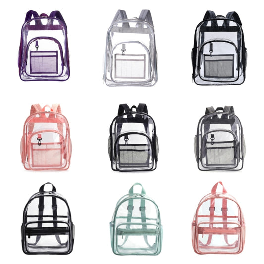 PVC Transparent Waterproof Backpack Student School Bag, Color: Large Purple by bashfashion