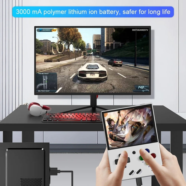 Miyoo Mini Plus 3.5 Inch IPS Screen Retro Handheld Game Console 64GB 15K Games(White) by bashfashion