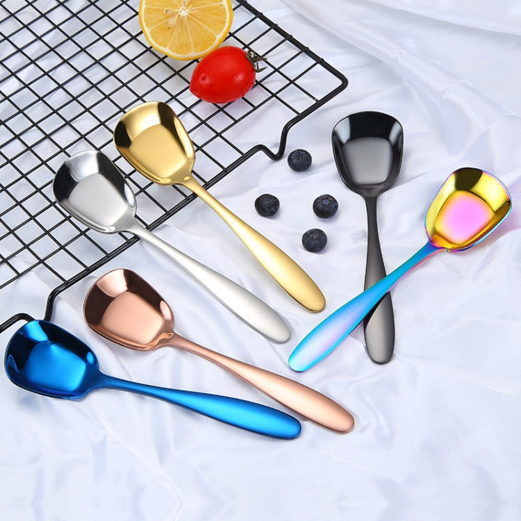 Medium 304 Stainless Steel Spoon Glossy Thickened Flat Head Flat Bottom Serving Spoon, Color: Colorful by bashfashion