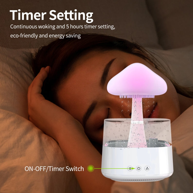 CH08 450ml Rain Humidifier Mushroom Cloud Colorful Night Lamp Aromatherapy Machine, Style: With Remote Controller(Light Wood Grain) by bashfashion