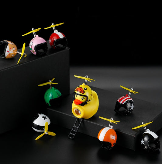 Yellow Duck Bike Bell Handlebar Headlight Car Ornaments Cycling Accessories Helmets Decor(Little White Rabbit Helmet) by bashfashion