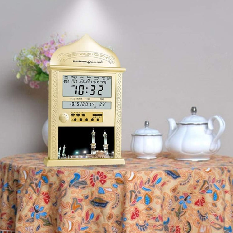 Desktop Perpetual Calendar Alarm Clock LCD Display Reminder Prayer Clock(Silver) by bashfashion