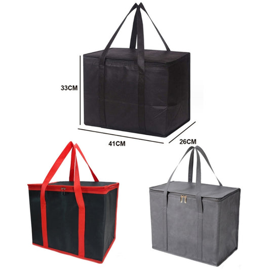 41x26x33cm Non-Woven Bento Aluminum Foil Thermal Bag Takeaway Lunch Bag With Bottom Plate(Gray) by bashfashion