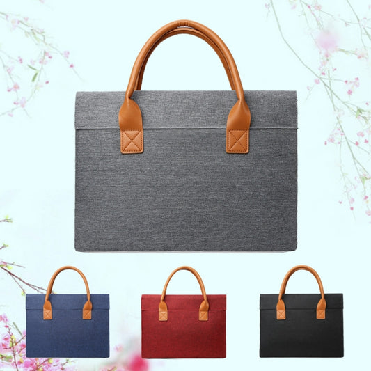 14 Inch Oxford Cloth Lightweight Portable Laptop Bag With PU Handle(Black) by bashfashion