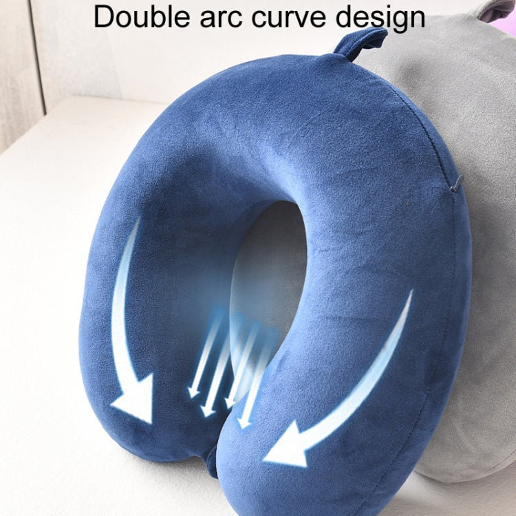 Portable Napping Memory Pillow Multifunctional Airplane Travel U-Shaped Pillow(Navy Blue) by bashfashion