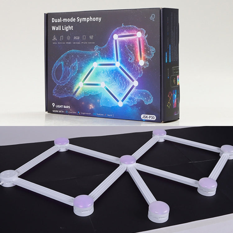 JSK-P30 9 Sections Smart WiFi Bluetooth Splicing Atmosphere Light Sound Control Constellation Light Support Amazon Alexa / Google Assistant / DuerOS EU Plug(White) by bashfashion