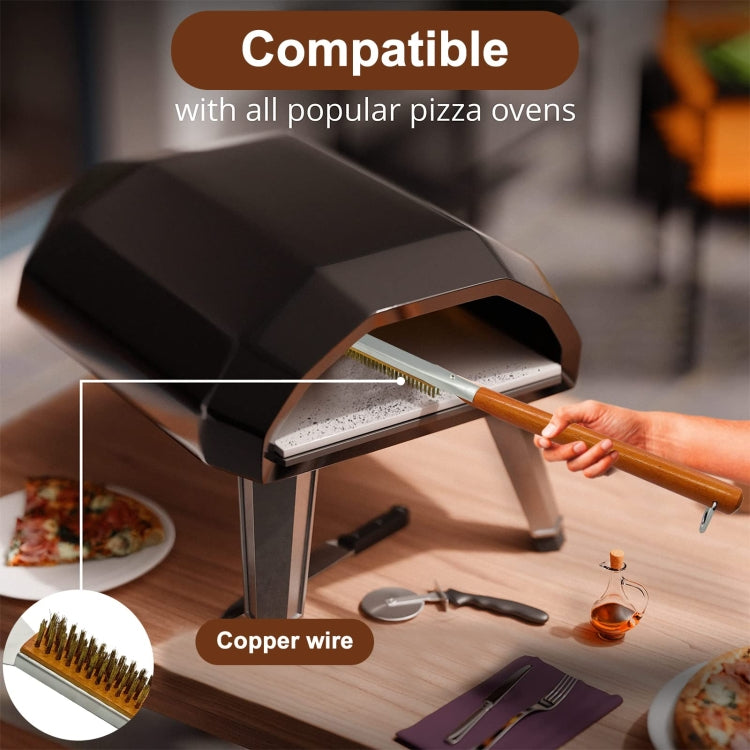 21 Inch Wooden Handle Pizza Oven Brush with Stone Scraper, Spec: Copper Wire Bristles Primary Color by bashfashion