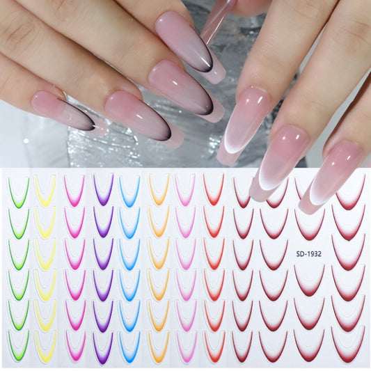 SD-1928 Line Nail Art Stickers Self-Adhesive Gradient Color French Manicure Stickers DIY Nail Tips Decals by bashfashion