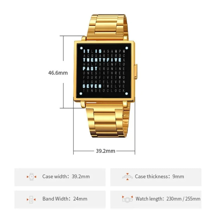 SKMEI Multi-function Letter Display Dial Square Men Electronic Watch, Color: Gold Leather Band by SKMEI