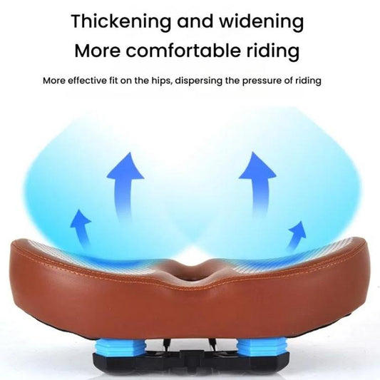 FMFXTRA Thickened Bicycle Saddle Mountain Bike Shaped Saddle, Color: Brown+Tail Light by FMFXTRA