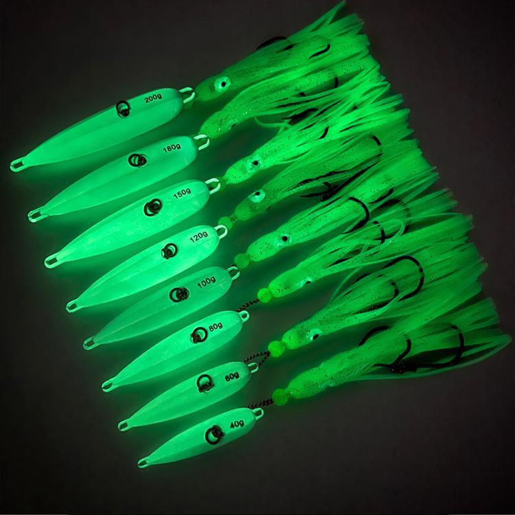 60G PROBEROS LF159 Luminous Bearded Squid Hook Slow Cranking Road Runner Iron Plate Bionic False Bait(E) by PROBEROS